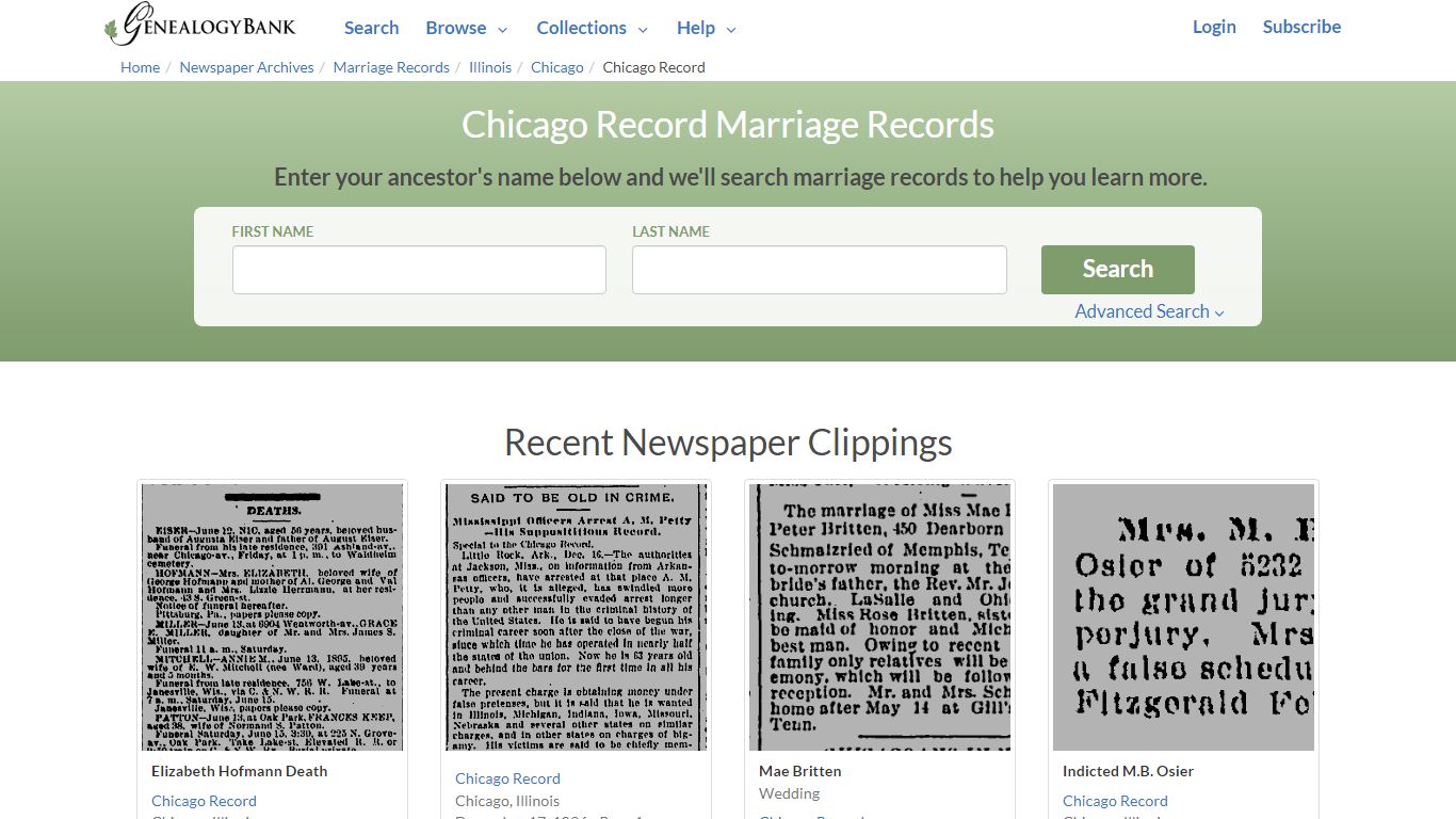 Chicago Record Marriage Records Online Search