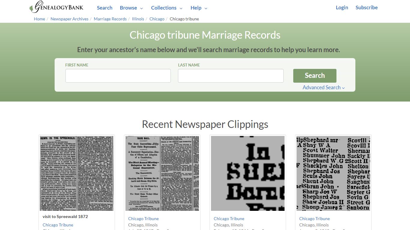 Chicago tribune Marriage Records Online Search